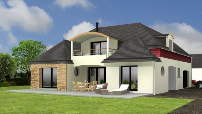Réalisation 3D maison avec balcon Morbihan